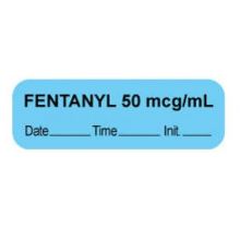 "Fentanyl, 50 mgc / mL" Label, 1-1/2" x 1/2", Blue