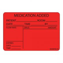 "Medication Added" Label, Red, 2-15/16" x 2"