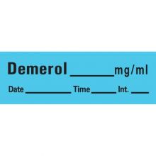 "Demerol" Tape Label, 1.5" x 0.5", Blue, 500/Roll