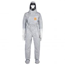 Tychem 6000 Coverall with Face Seal, Gray, Size 3XL, Cat. III, Type 3B/4B/5B/6B