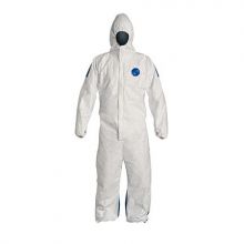 Tyvek 400 D Coverall with Respirator Fit Hood and Elastic Wrists / Ankles, Style TD127S, White Front / Blue Back, Size 4XL