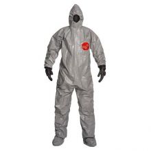 Tychem 6000 Coverall with Hood and Socks with Boot Flaps, Gray, Size 3XL, Packaged Individually