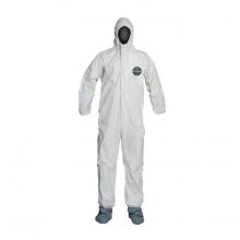 ProShield 50 Coverall with Hood and Socks / Boots, White, Size 3XL, Bulk Packed