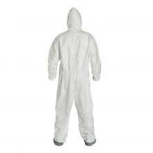 Tyvek 400 Zip Front Coverall with Respirator Fit Hood and Attached Skid-Resistant Boots, Style TY122S, White, Size 7XL