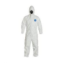 Tyvek 400 Zip Front Coverall with Respirator Fit Hood and Elastic Ankles, Style TY127S, White, Size XL ,REGTY27SWHXL