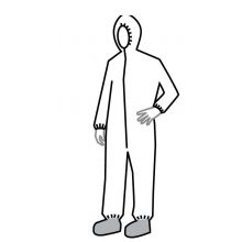 Tyvek 400 Zip Front Coverall with Respirator Fit Hood and Attached Skid-Resistant Boots, Style TY122S, White, Size 6XL